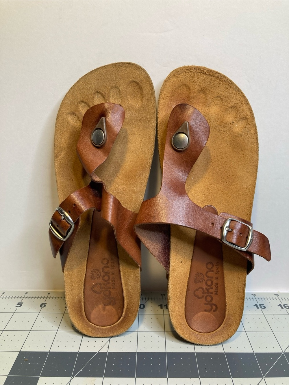 Yokono Ibiza Womens Size 7.5 Brown T-Strap Corkbed Casual Sandals